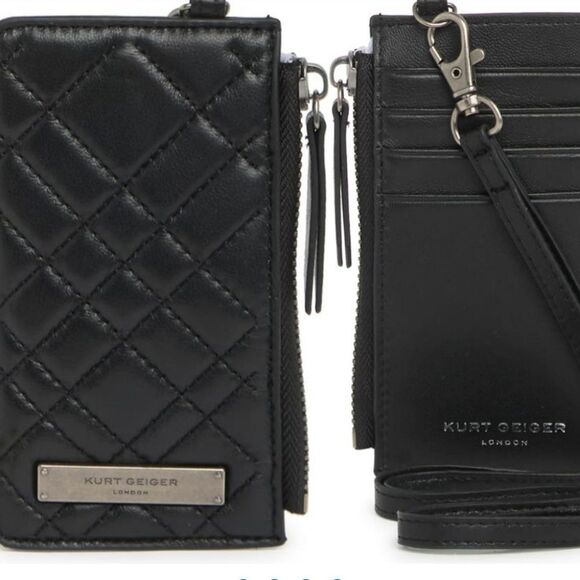 Kurt Geiger London Card Holder w/ Strap- Black - Picture 1 of 7